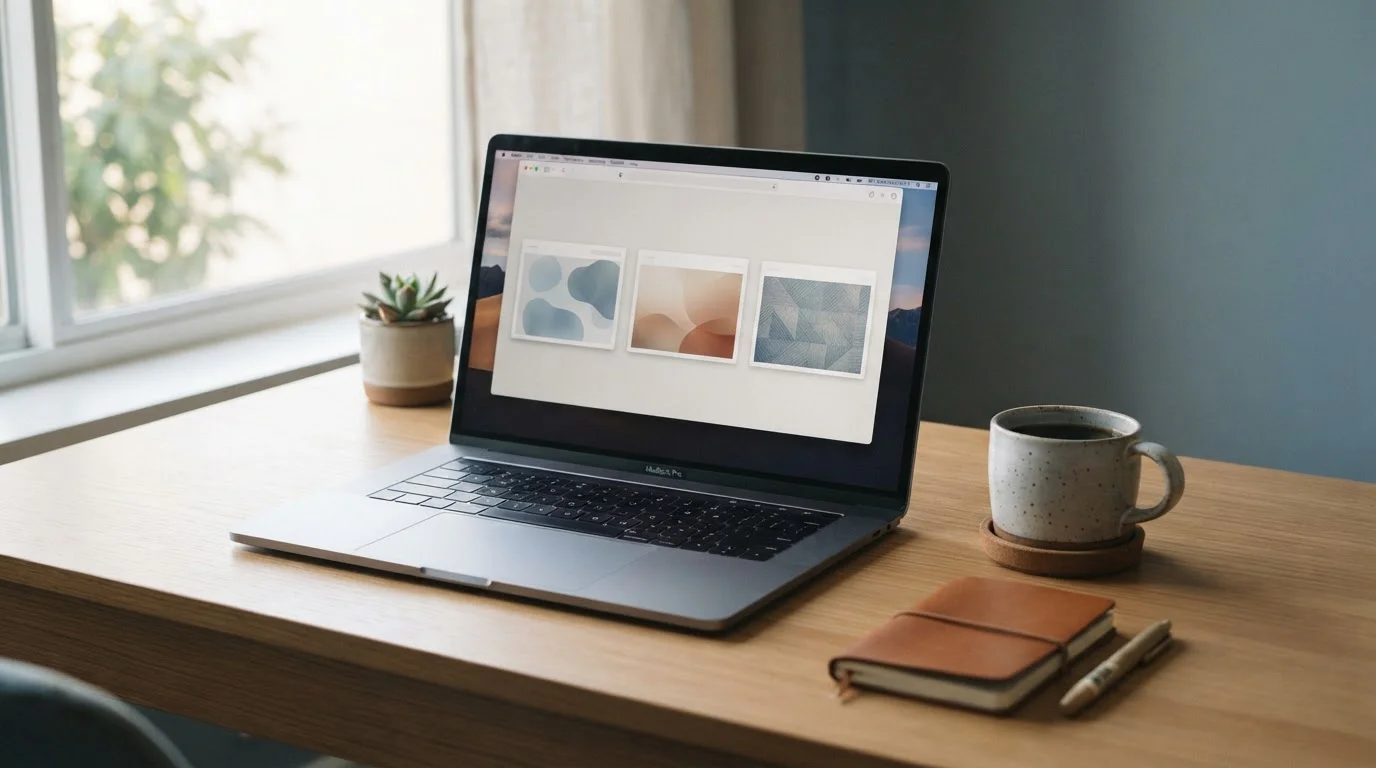 Laptop auf Schreibtisch mit geöffnetem Browser und Casino-Webseiten als Visualisierung eines Anbieter-Vergleichs
