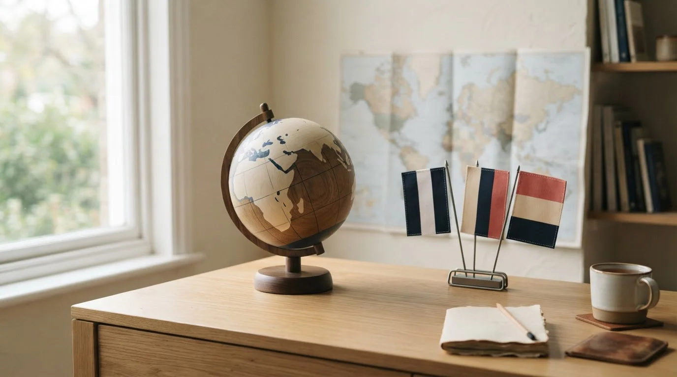 Globus mit drei hervorgehobenen Ländern Deutschland, Österreich und Schweiz als Bild für den Steuer-Vergleich