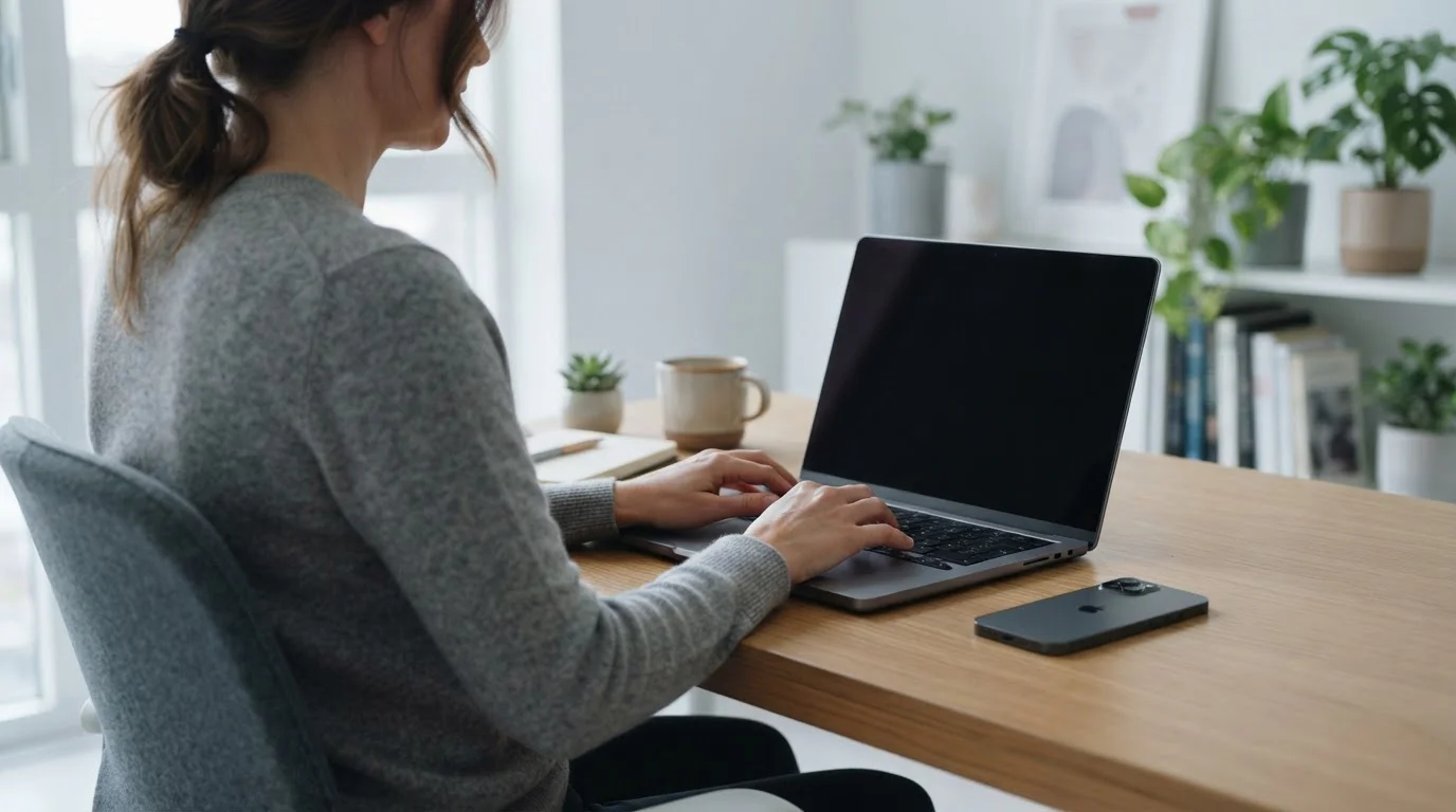 Person am Laptop bei einer Einzahlung in einer Online-Spielothek