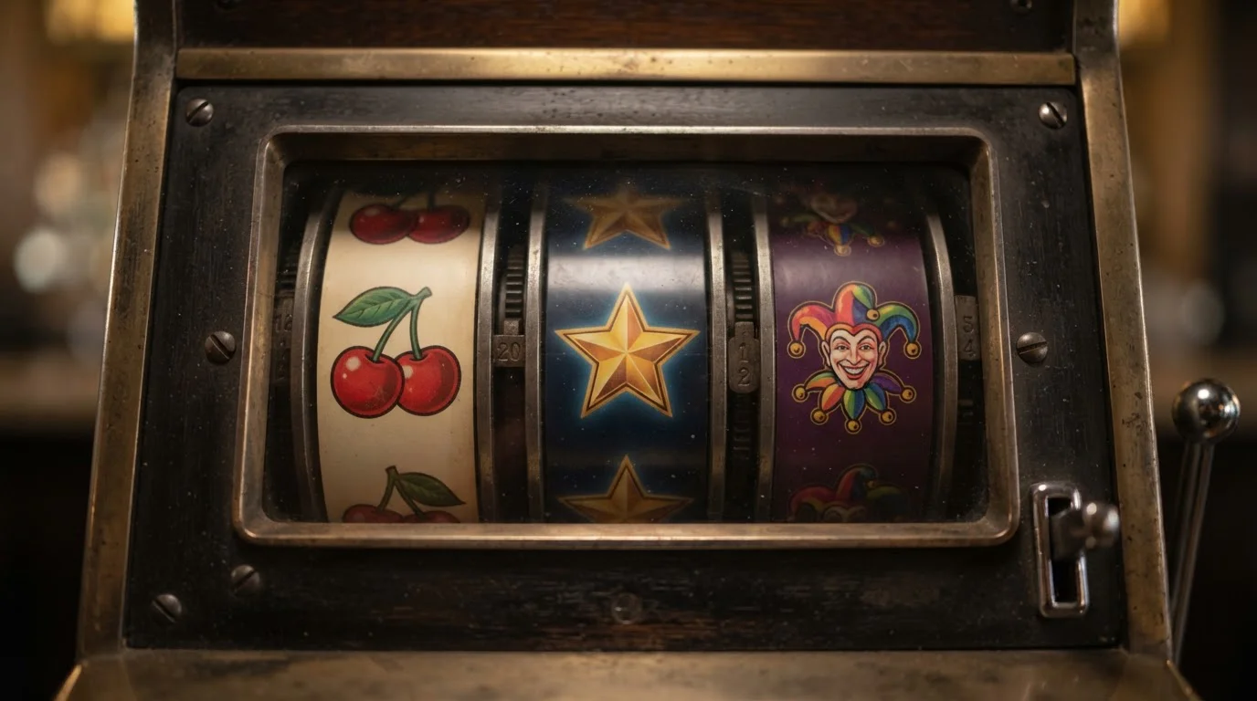 Symbolische Spielautomaten-Walzen mit Stern- und Joker-Symbolen