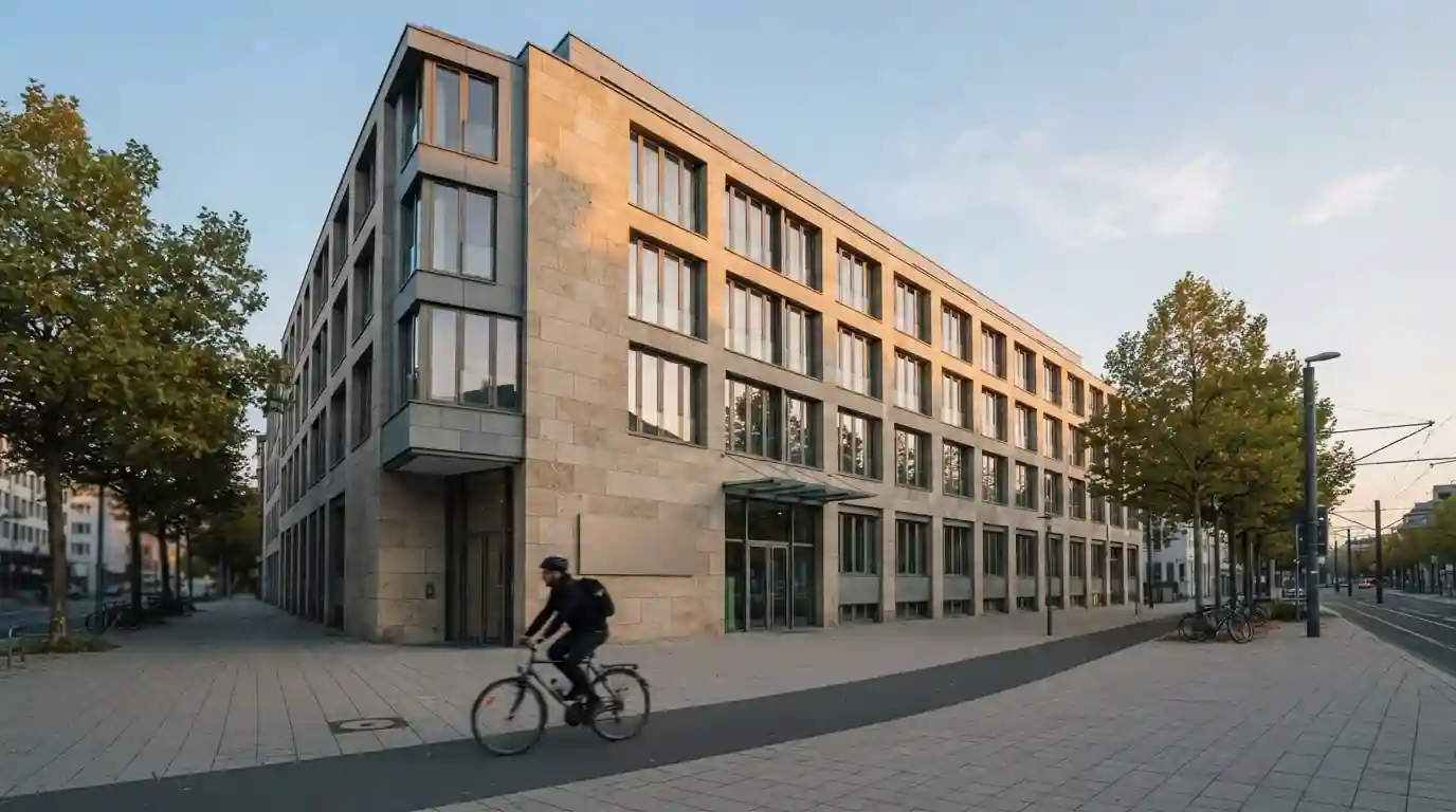 Übersichtliche Behördenfassade in Halle an der Saale als Symbol für die GGL-Aufsicht