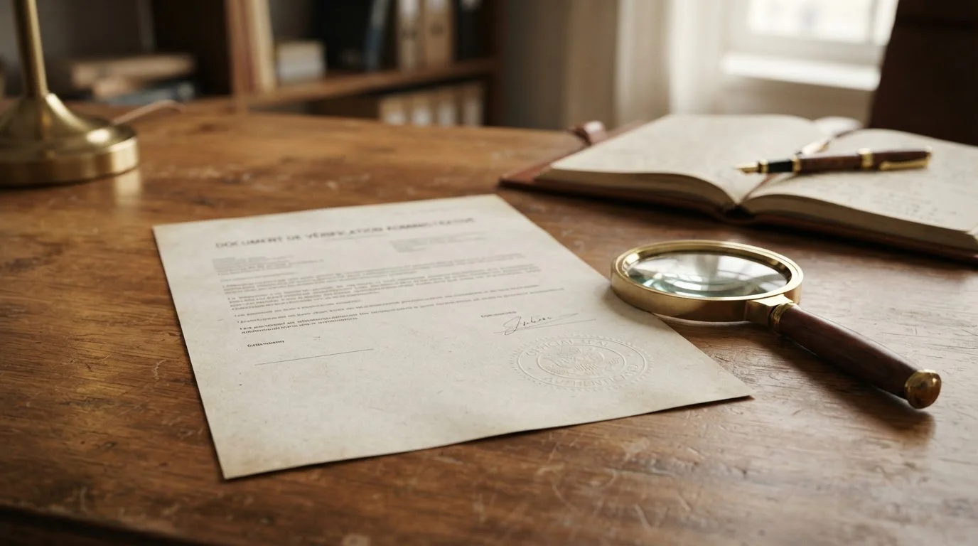 Offizielles Dokument mit Stempel, das die Whitelist-Erlaubnis symbolisiert