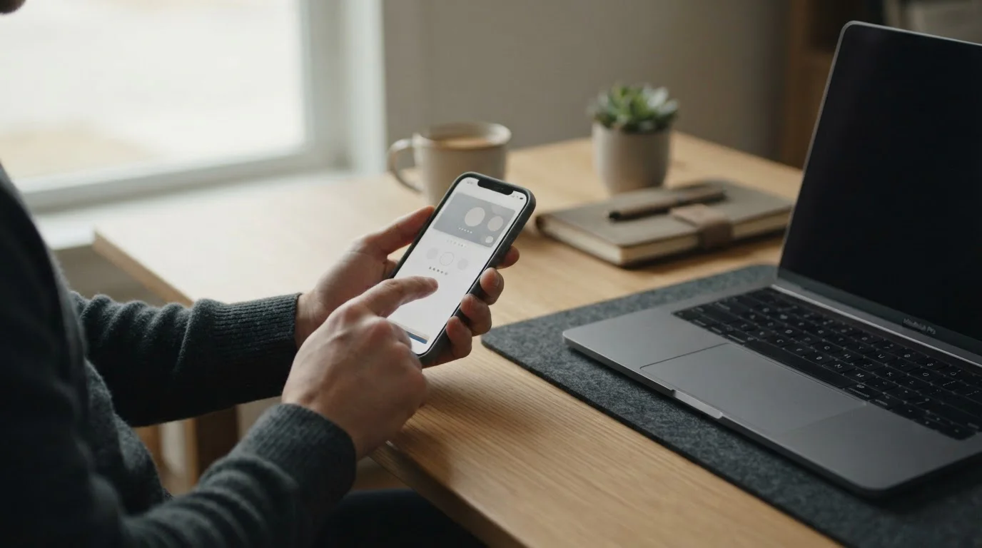 Smartphone und offene Geldbörse neben neutraler Kassenansicht