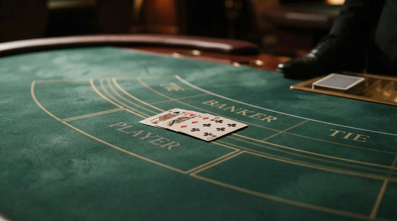 Kartenausschnitt eines Baccarat-Tisches mit den drei Grundwetten