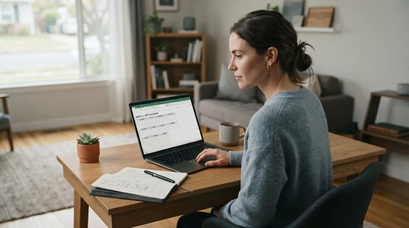 Person prüft Einzahlungslimit und Spielerschutz an einem neutralen Laptop