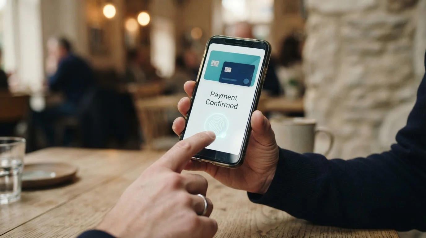 Smartphone mit geöffneter digitaler Geldbörse für die mobile Einzahlung
