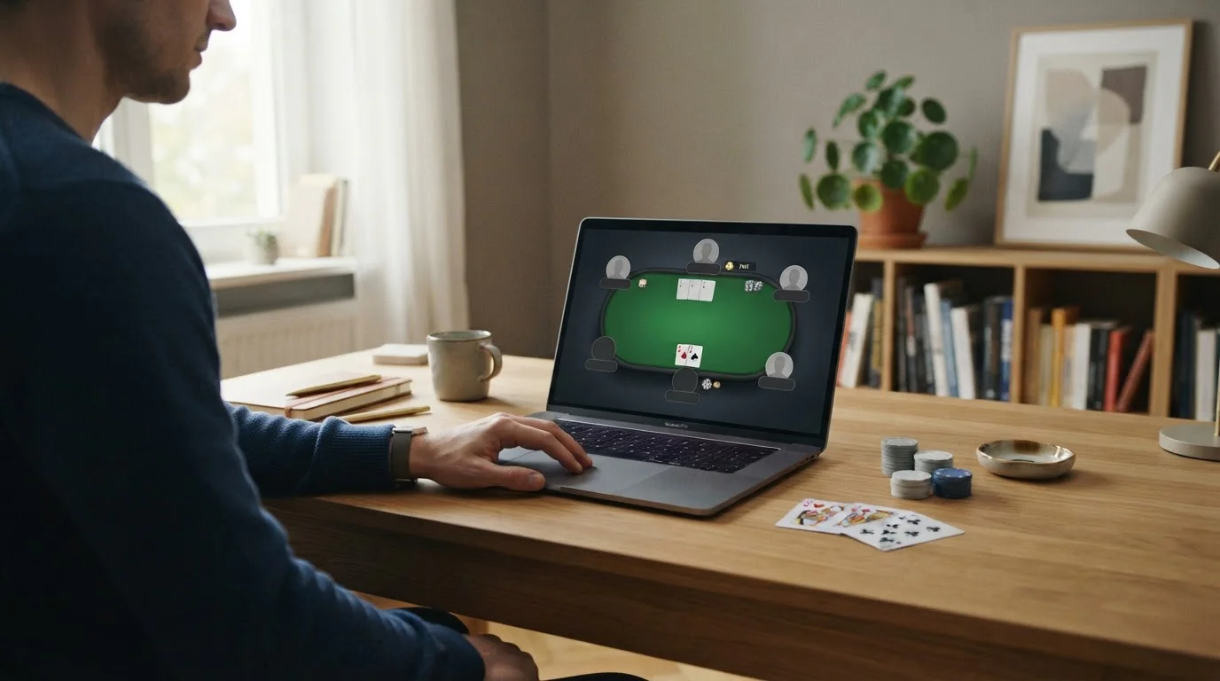 Online Poker Casinos in Deutschland an einem ruhigen Spieltisch
