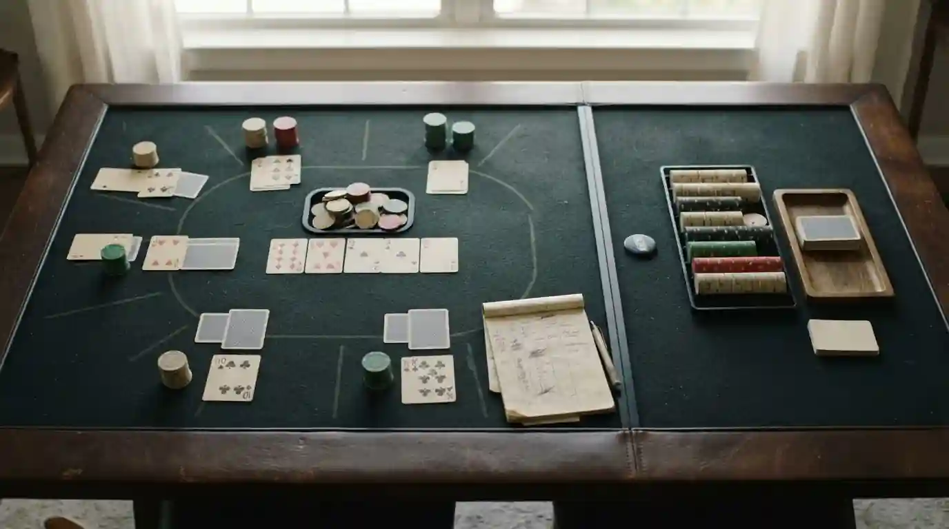 Vergleich von Poker gegen Spieler und Casino-Poker auf einem Notizblatt