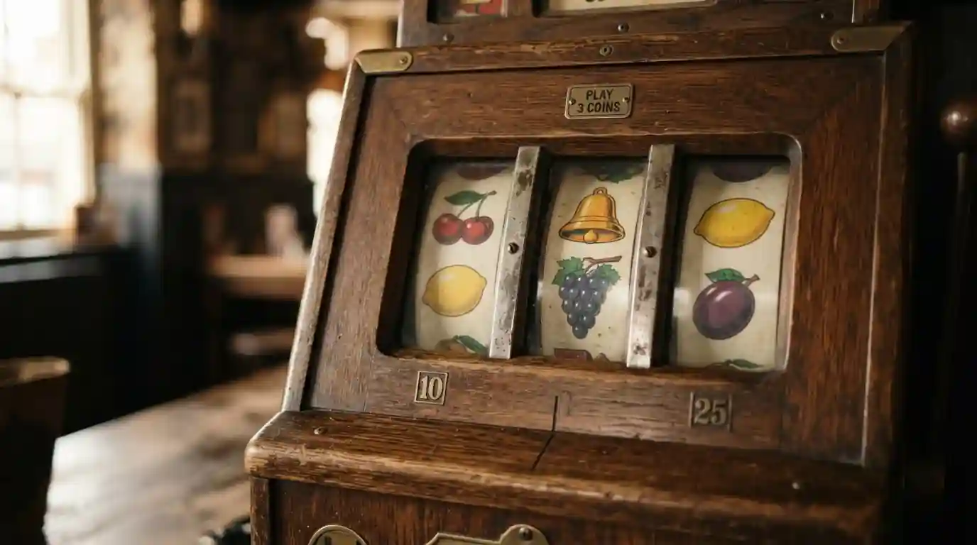 Spielautomat mit Merkur- und Novoline-Walzen im Stil eines klassischen Spielautomaten