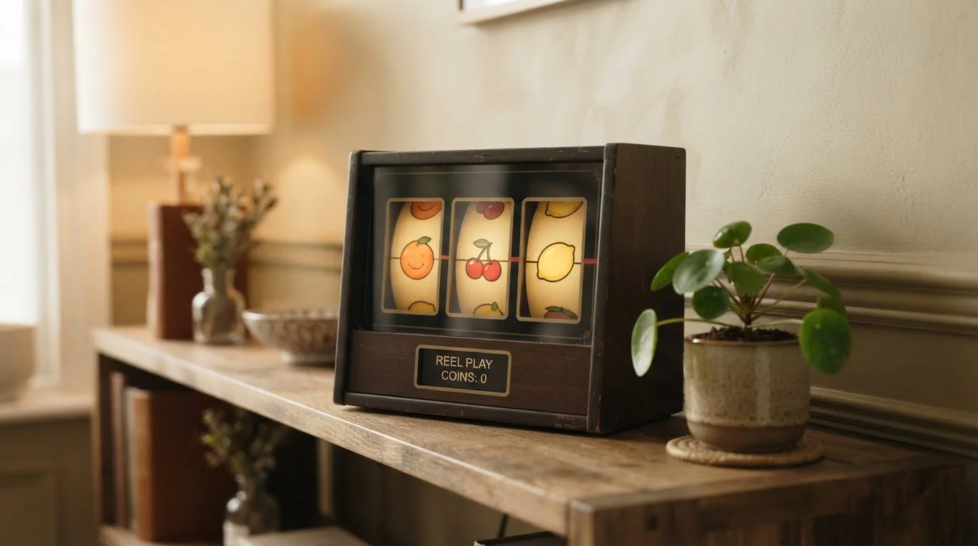 Generische Spielautomat-Walzen mit Fruchtsymbolen als Beispiel für den Bonusumsatz