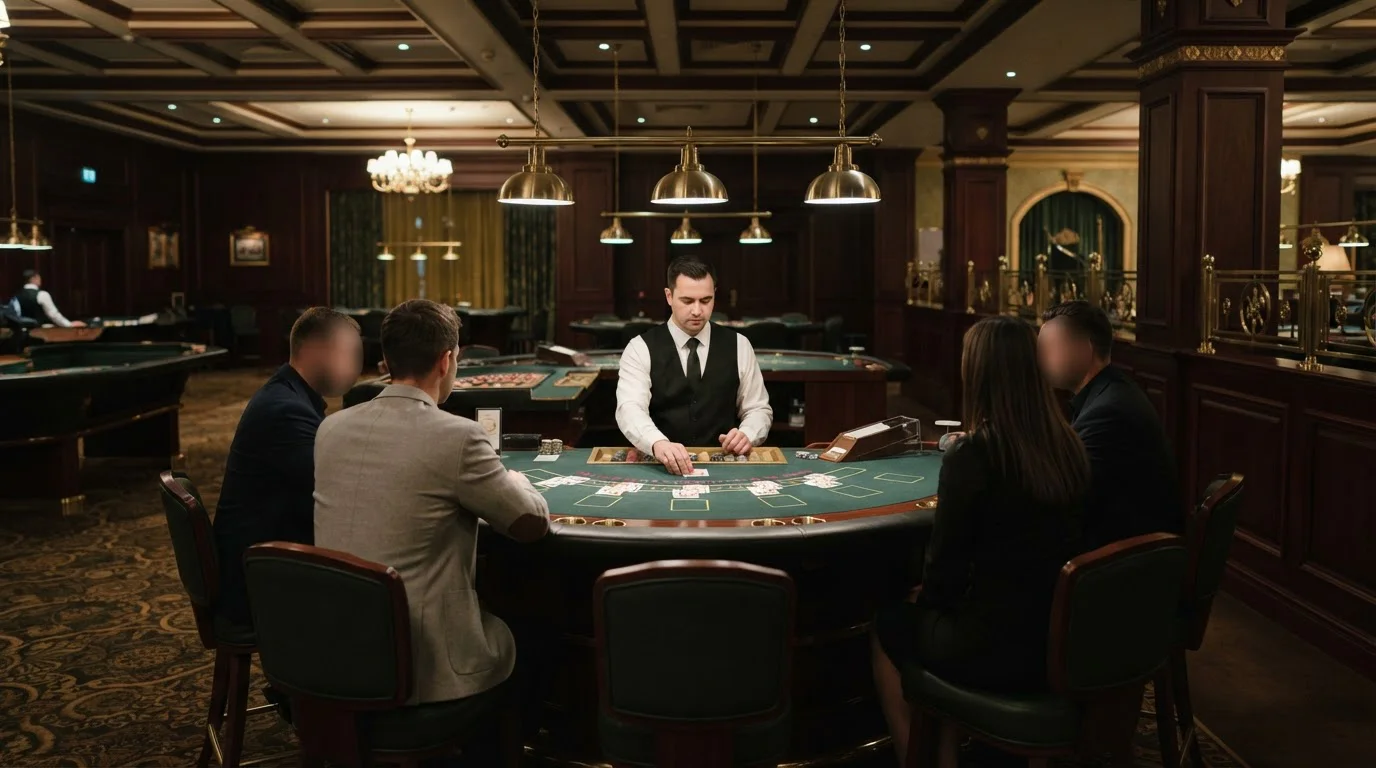 Eleganter Blackjack-Tisch in einer deutschen Spielbank