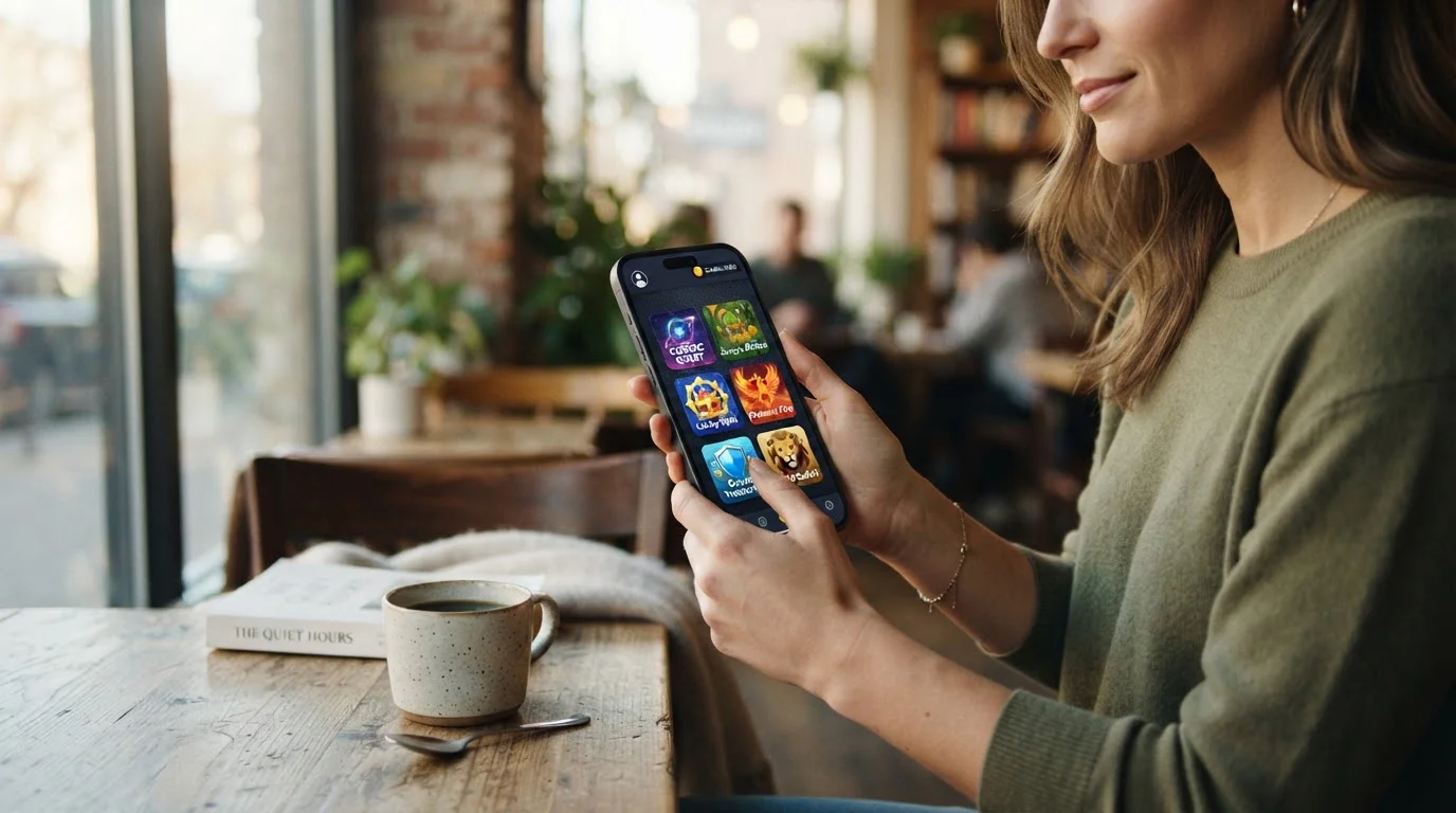 Smartphone mit Spielothek-App und GGL-Logo