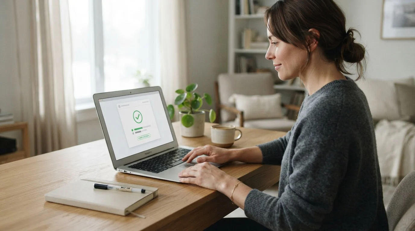 Bankbestätigung für eine Trustly-Einzahlung am Laptop