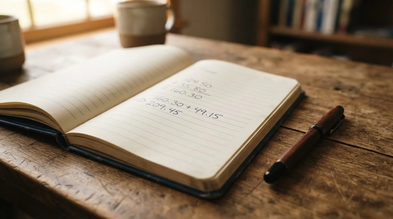 Notizbuch mit handschriftlicher Rechnung zum Umsatzfaktor eines Casino-Bonus