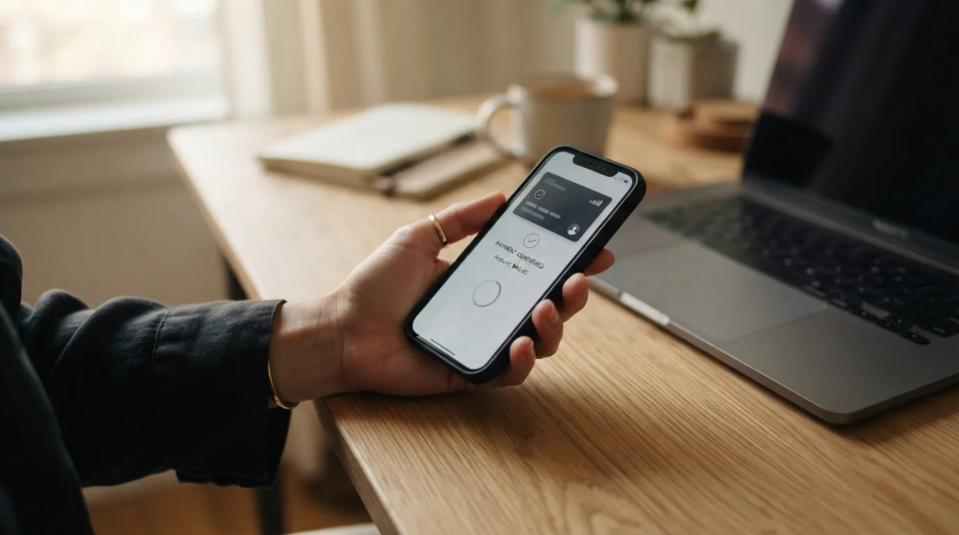 Smartphone mit neutraler Zahlungsansicht für die 10 Euro Einzahlung im Casino